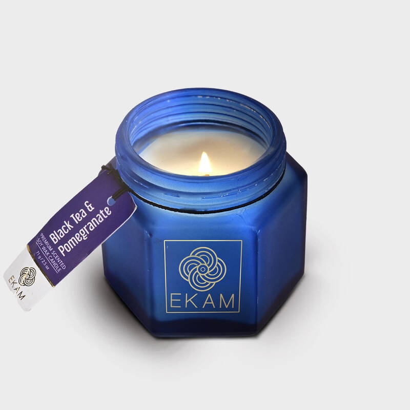 Black Tea & Pomegranate Hexa Jar Scented Candle