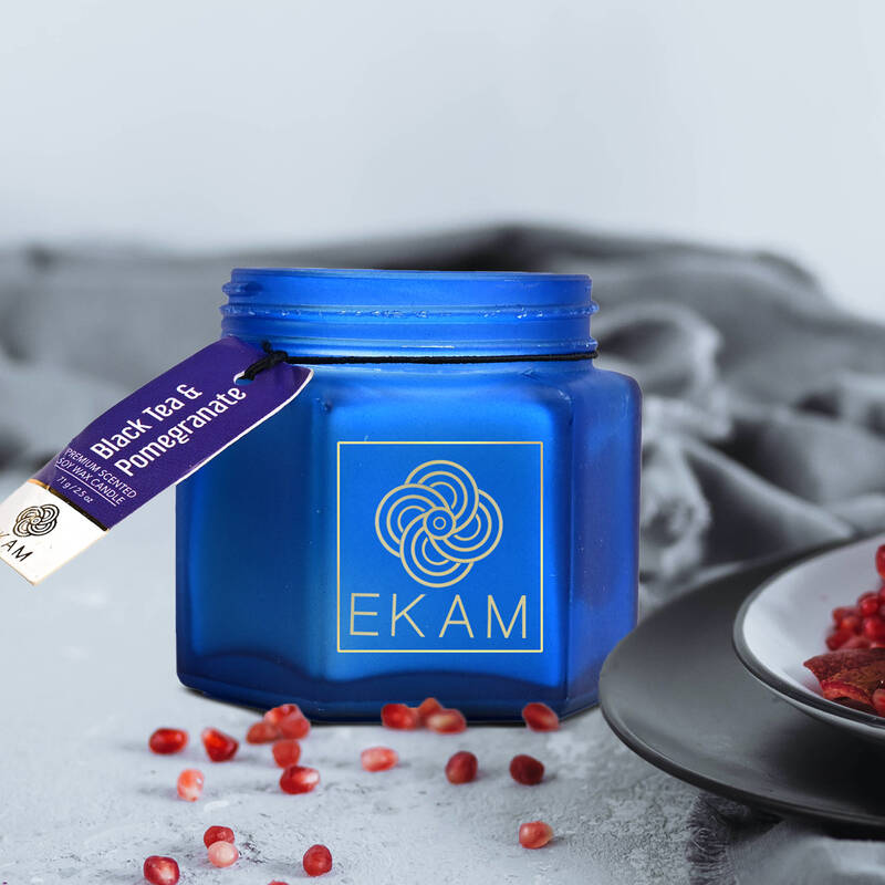 Black Tea & Pomegranate Hexa Jar Scented Candle