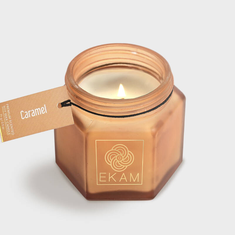 Caramel Hexa Jar Scented Candle