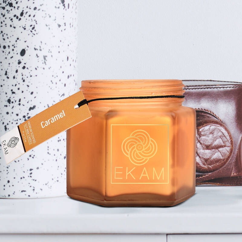 Caramel Hexa Jar Scented Candle
