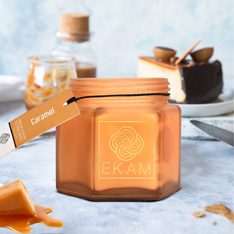 Caramel Hexa Jar Scented Candle