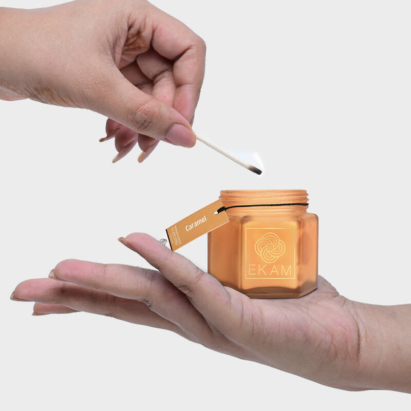 Caramel Hexa Jar Scented Candle