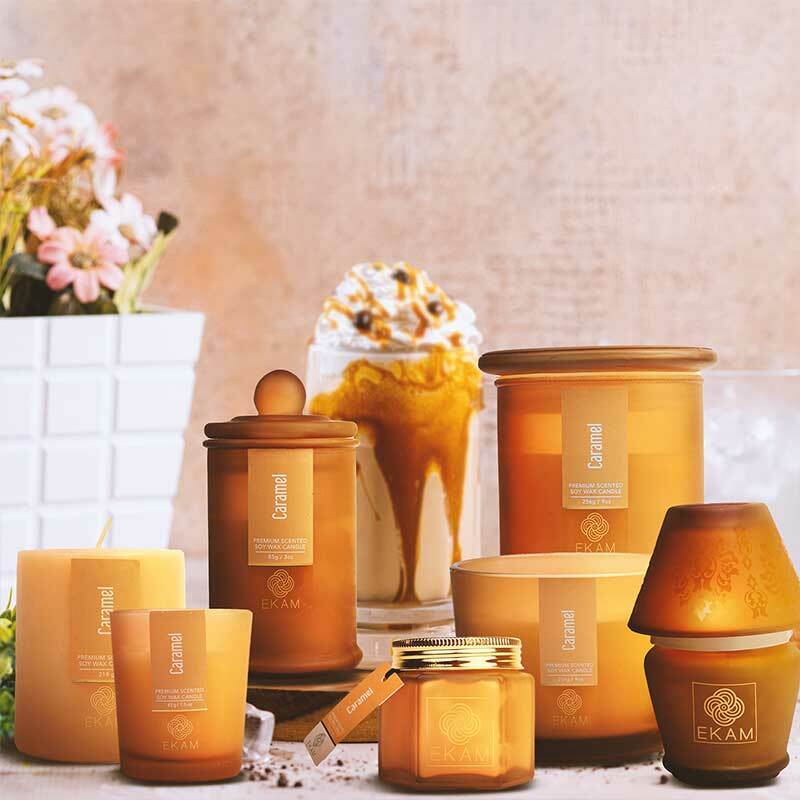 Caramel Hexa Jar Scented Candle