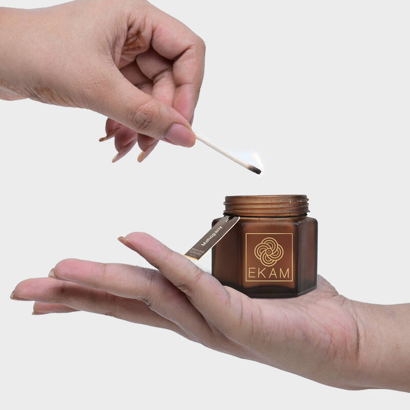 Mahogany Hexa Jar Scented Candle