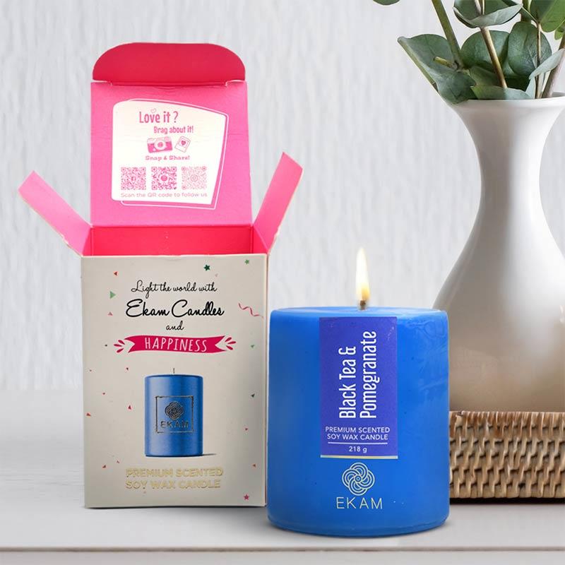 Black Tea & Pomegranate Pillar Scented Candle