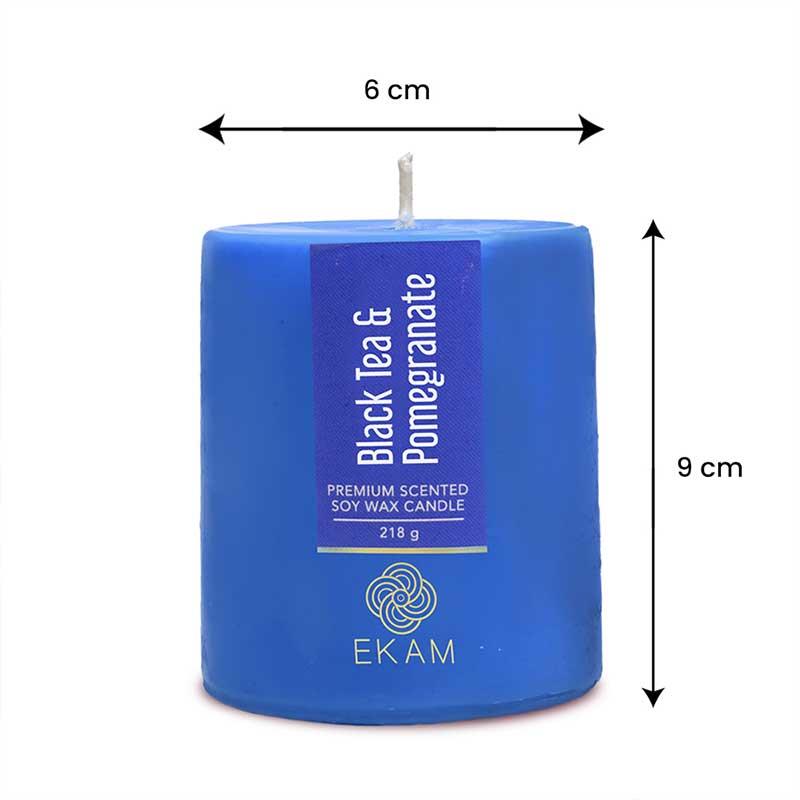 Black Tea & Pomegranate Pillar Scented Candle
