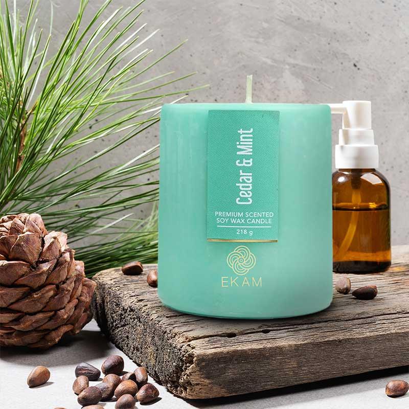 Cedar & Mint Pillar Scented Candle