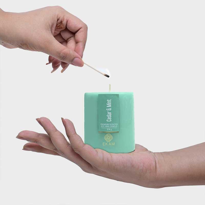 Cedar & Mint Pillar Scented Candle