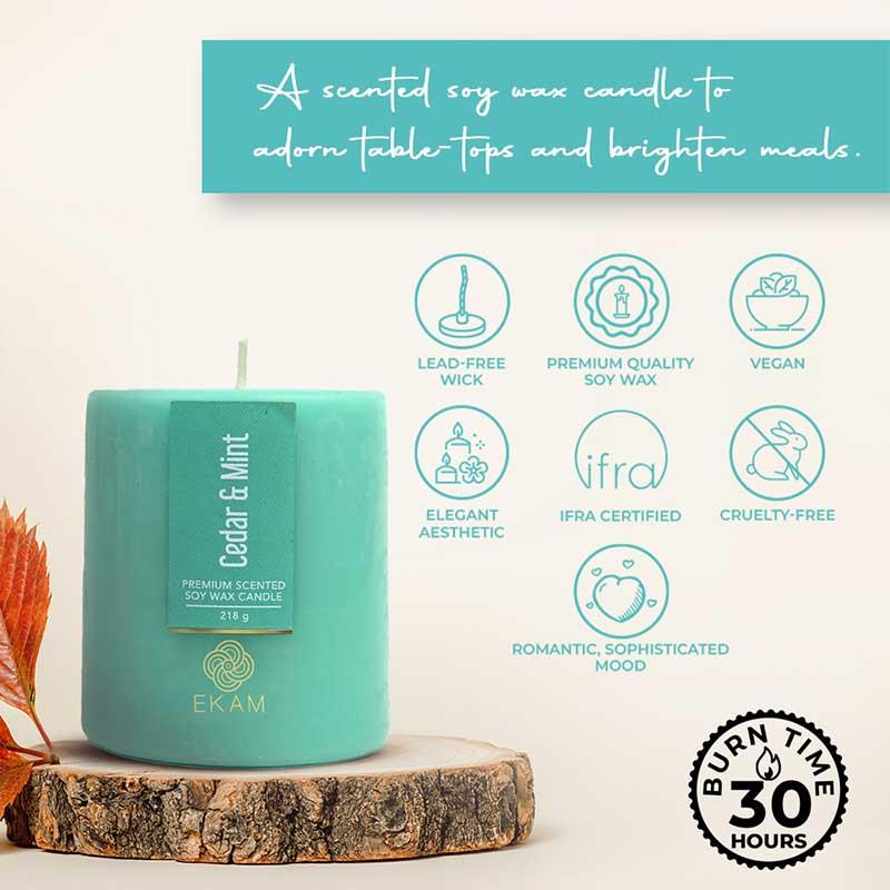 Cedar & Mint Pillar Scented Candle