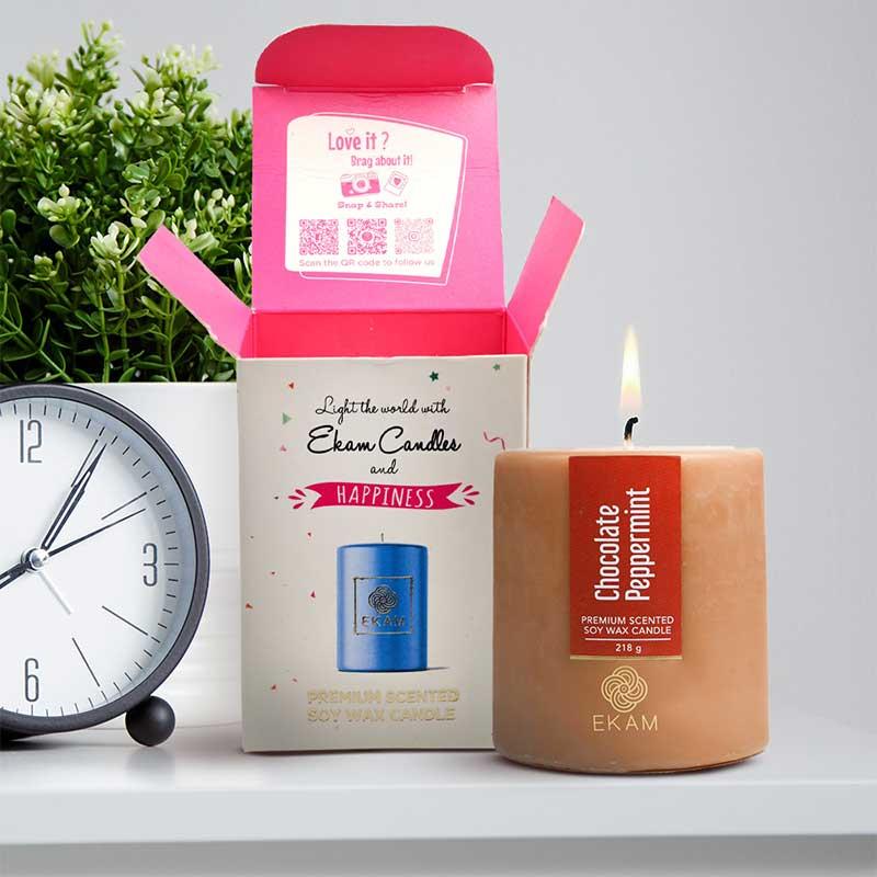 Chocolate Peppermint Pillar Scented Candle