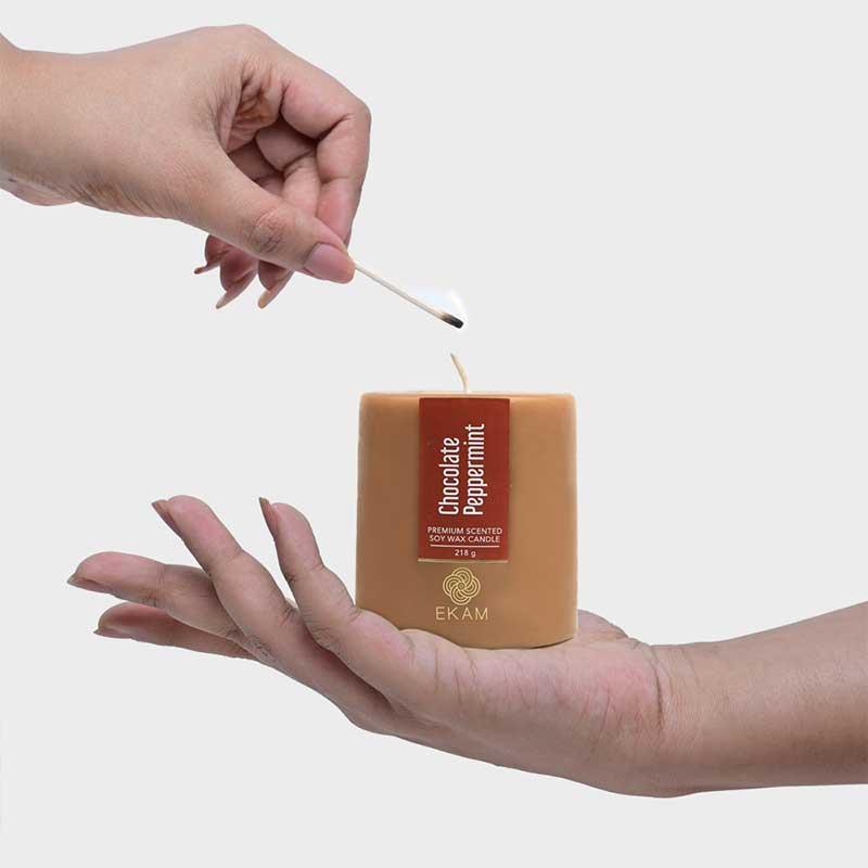 Chocolate Peppermint Pillar Scented Candle