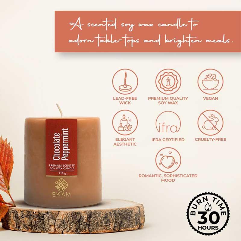 Chocolate Peppermint Pillar Scented Candle