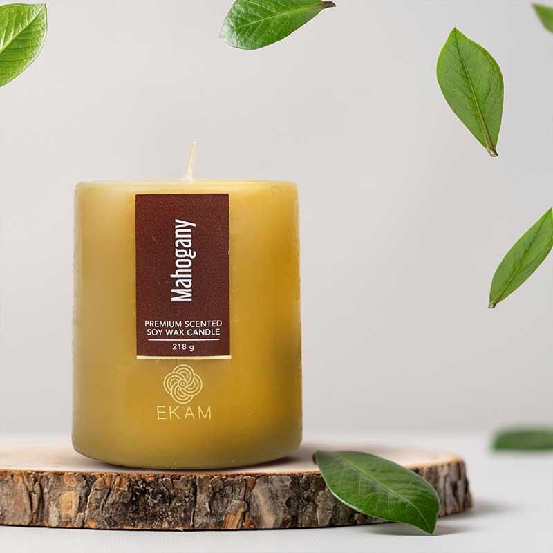 Mahogany Pillar Scented Candle