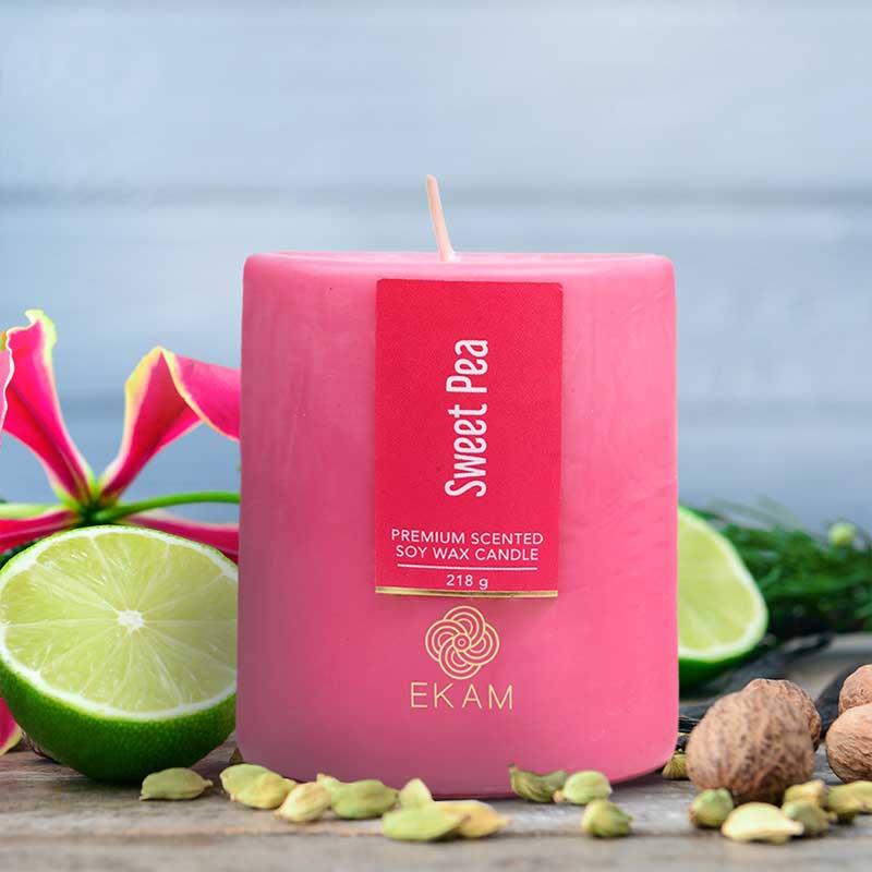 Sweet Pea Pillar Scented Candle