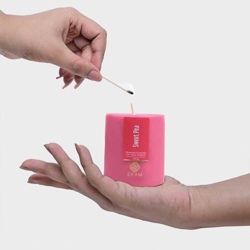 Sweet Pea Pillar Scented Candle