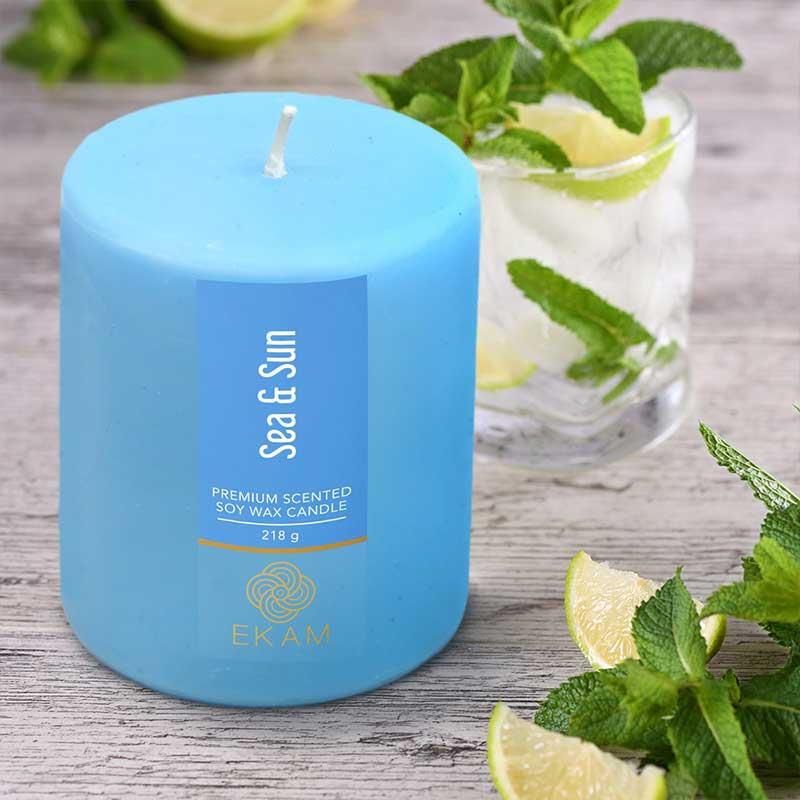 Sea & Sun Pillar Scented Candle