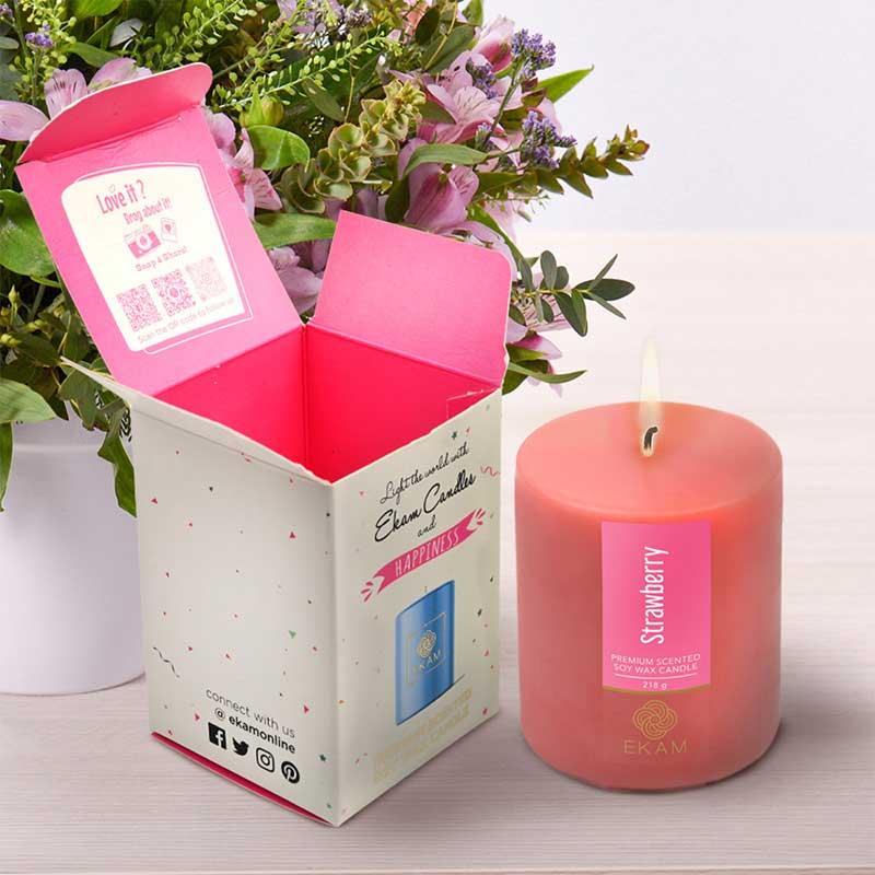 Strawberry Pillar Scented Candle