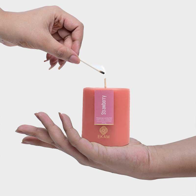 Strawberry Pillar Scented Candle