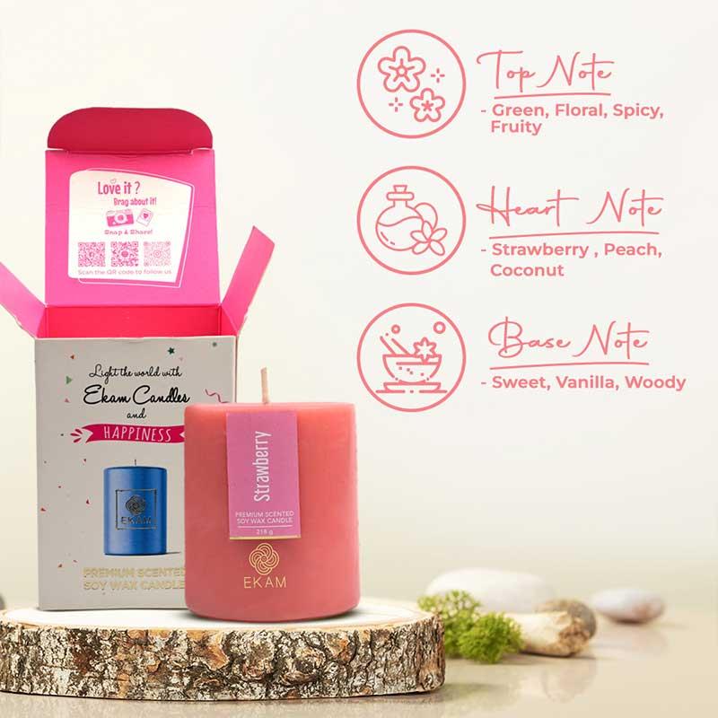 Strawberry Pillar Scented Candle
