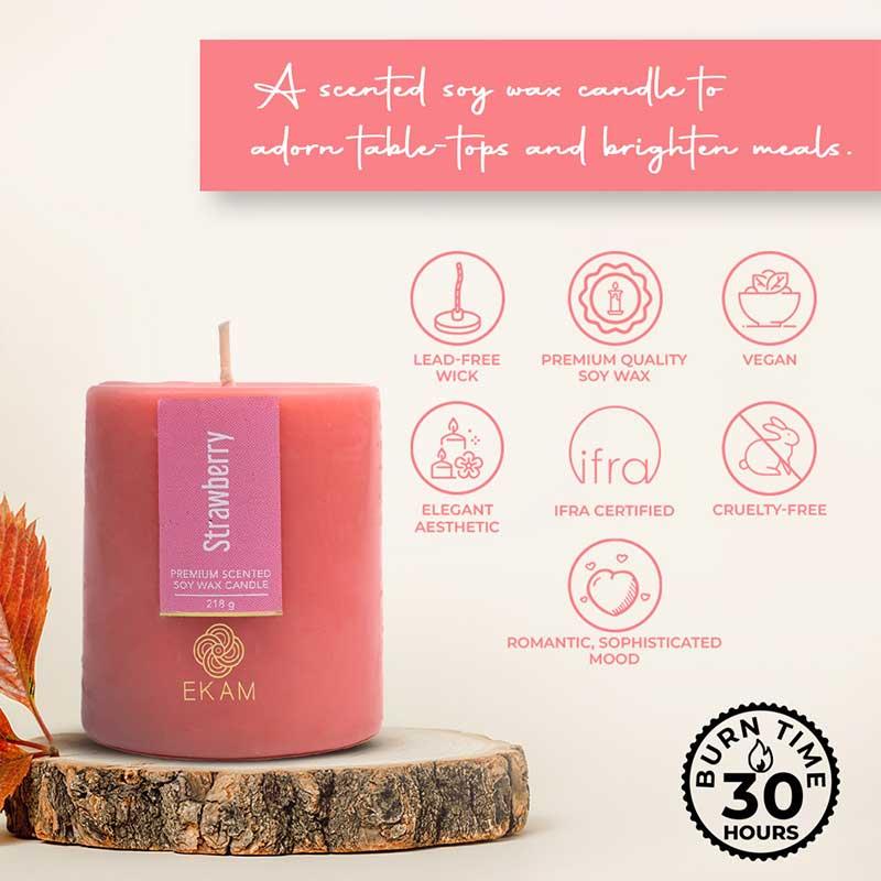 Strawberry Pillar Scented Candle
