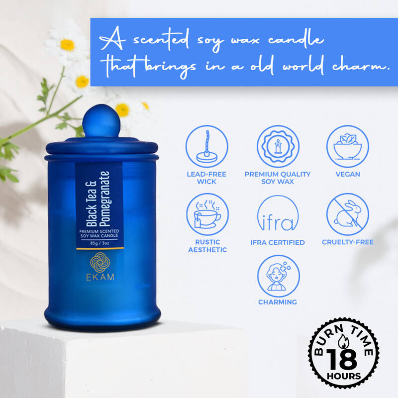 Black Tea & Pomegranate Apothecary Jar Scented Candle