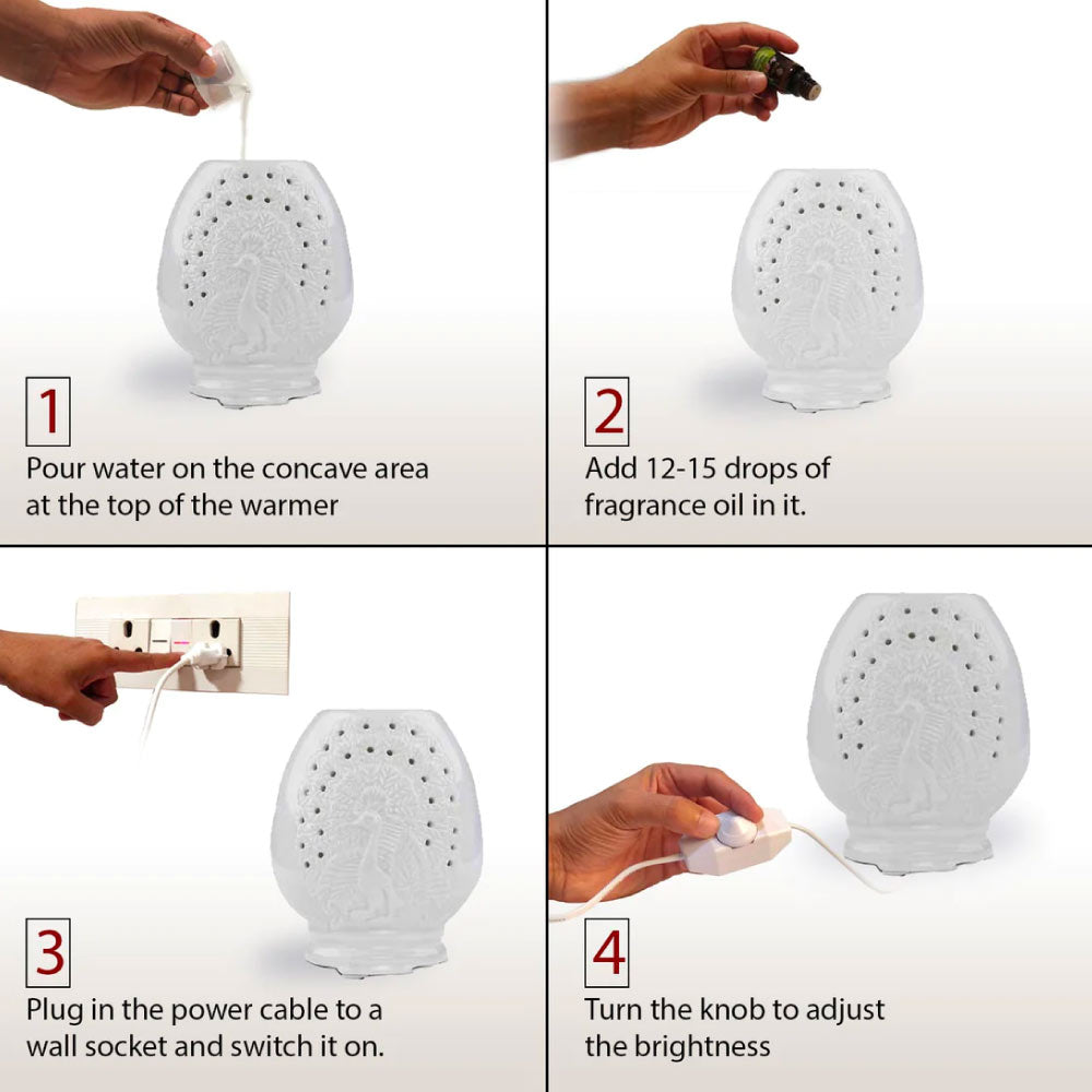 Peacock Style Premium Oil Warmer with 4 Fragrance Oils