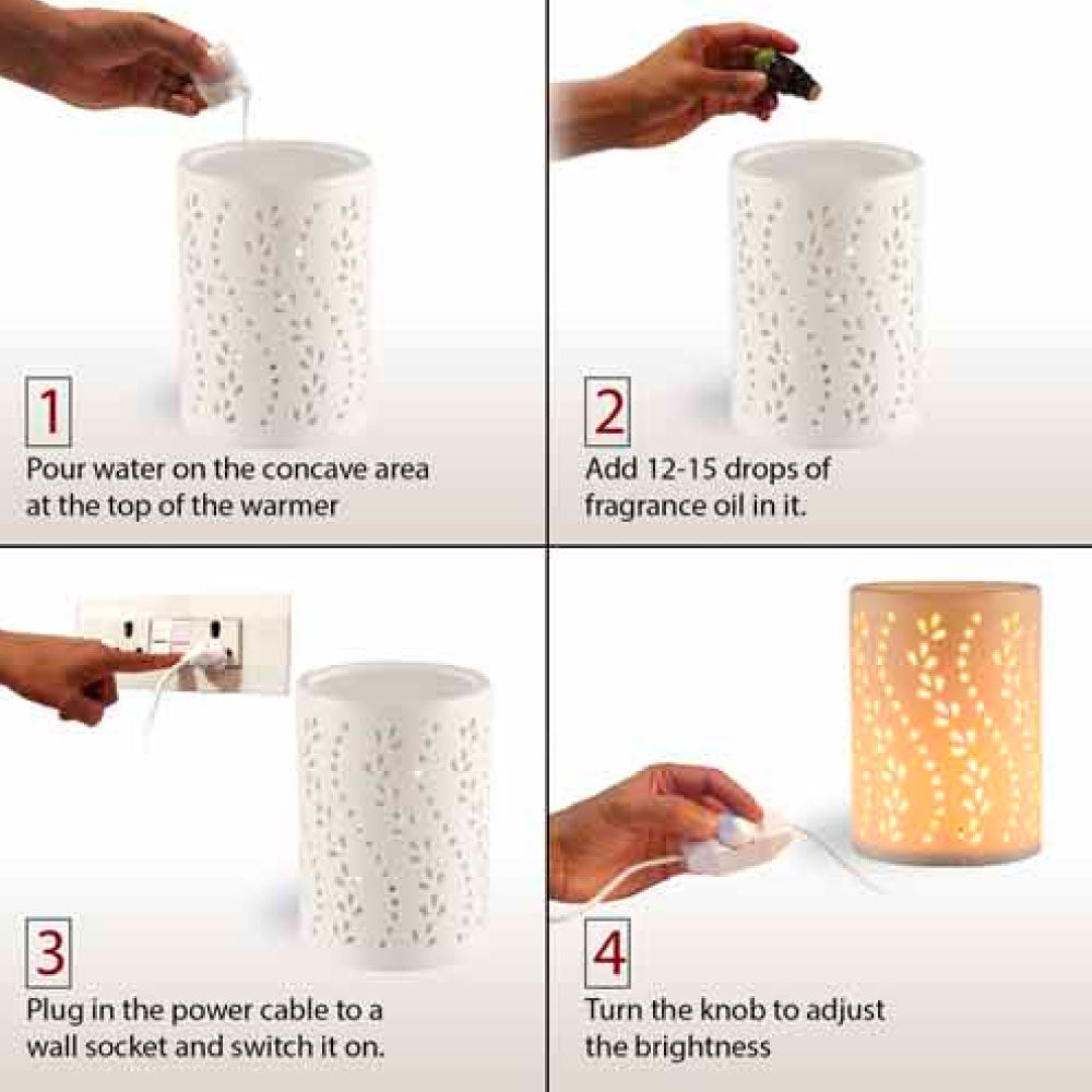 Fern Premium Oil Warmer with 4 Pack Fragrance Oils