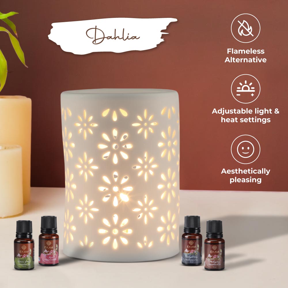 Dahlia Premium Oil Warmer with 4 Fragrance Oil
