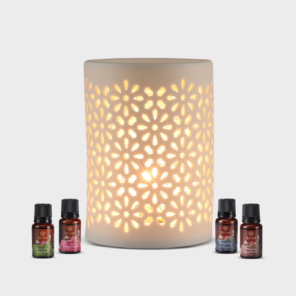 Jali Floral Premium Oil Warmer with 4 Fragrance Oil