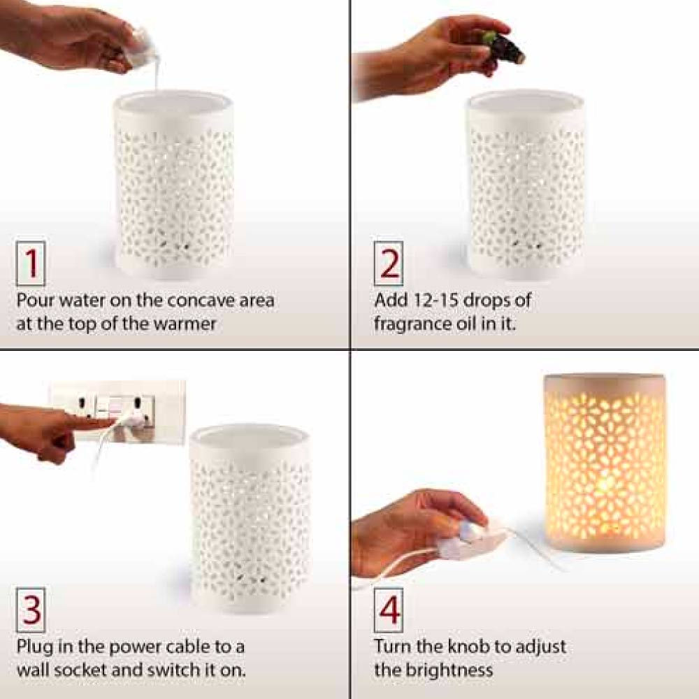 Jali Floral Premium Oil Warmer with 4 Fragrance Oil