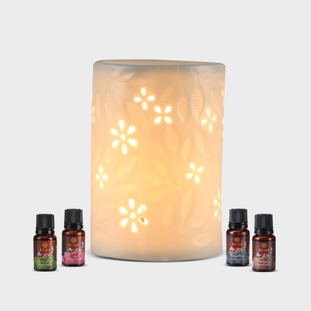 Flower Shrub Premium Oil Warmer with 4 Fragrance Oils