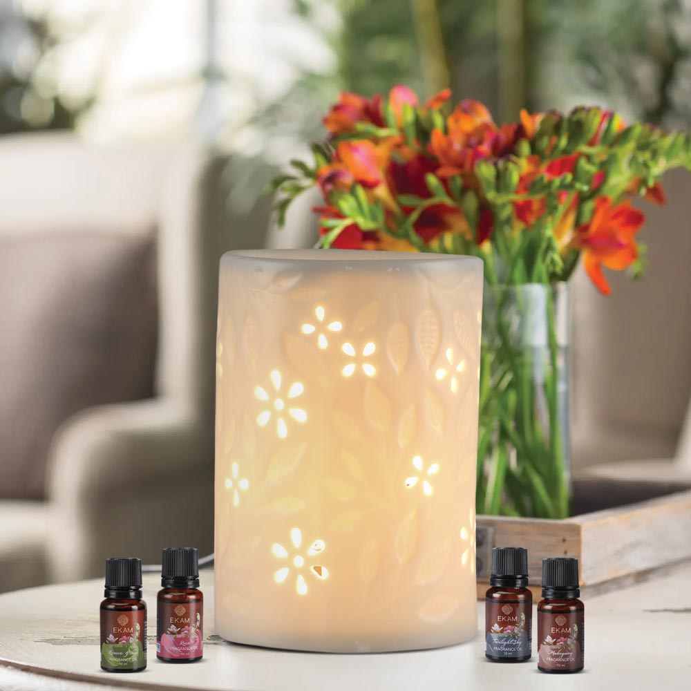 Flower Shrub Premium Oil Warmer with 4 Fragrance Oils