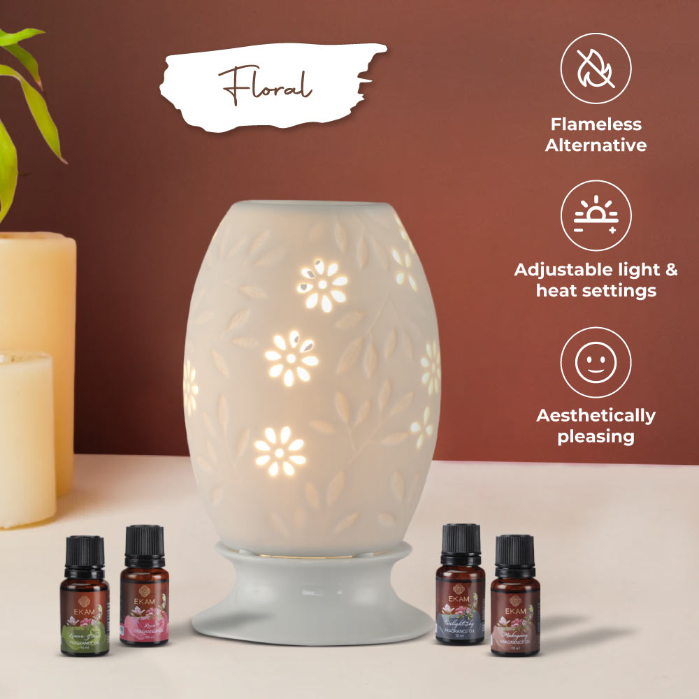 Floral Premium Oil Warmer with 4 Fragrance Oil