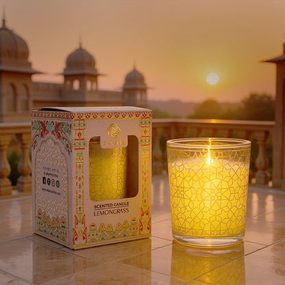 Lemongrass Scented Votive Candle, 43 g| Festive Pink Haveli Collection, 2025-26