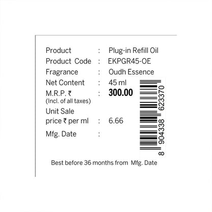 Oudh Essence Plug In Air Freshener Refill| 45ml