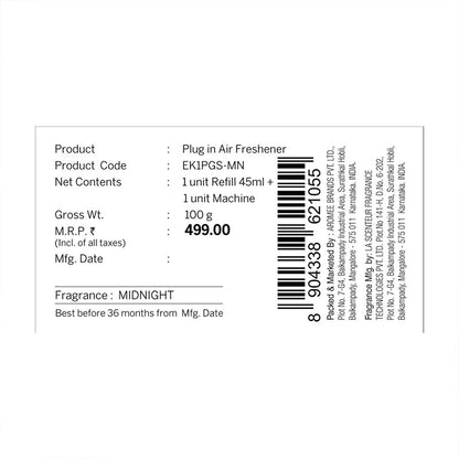 Midnight Scented Plug In Air Freshener Kit