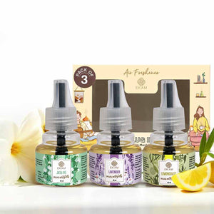 Pack of 3 Scented Air Freshener Plug-In Refill | Lemongrass, Lavender & Jasmine | 45 Ml Each