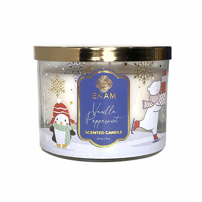 Vanilla Peppermint 3 Wick Scented Christmas Candle (256 g)