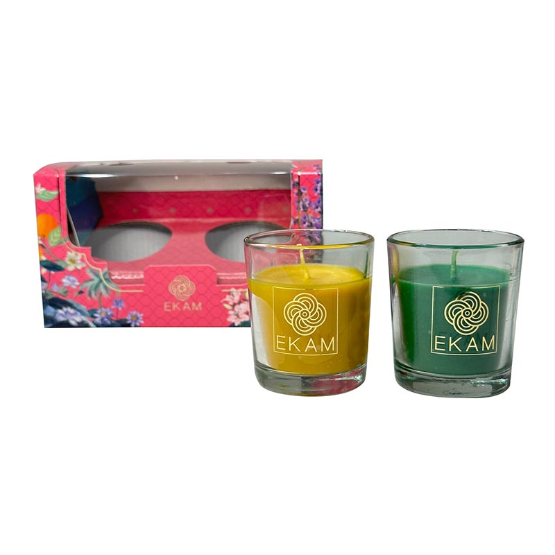 Pink Gift Box Pack of 2 Shot Glass Scented Candles| Neroli &amp; Lime| Nagachampa