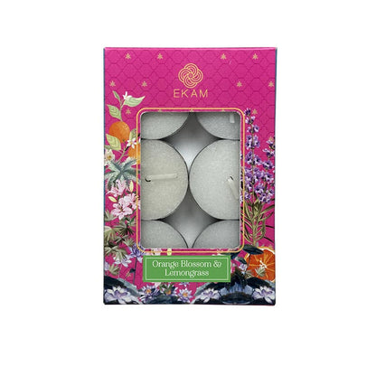 Pack of 6 Tea Light Scented Candles| Orange Blossom &amp; Lemongrass | Ideal for Gifting, Décor| Gifting Pack