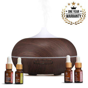 Aroma Diffuser - Model: YX-025 Dark Wood with Free True Joy, Change &amp; Transform, Be Calm, and Self Love Wellness Oils