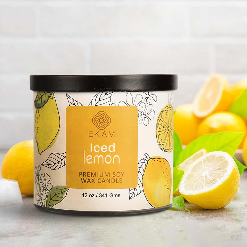 Iced Lemon Premium Soy Wax Candle, Fruity Series
