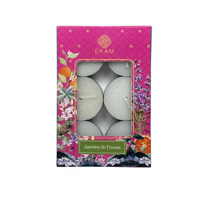 Pack of 6 Tea Light Scented Candles| Jasmine & Freesia | Ideal for Gifting, Décor| Gifting Pack