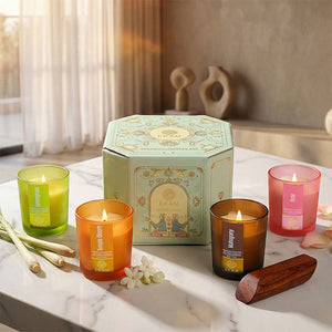4 Pack Candles Gift Set| Temple bloom, Mahogany, Rose, Lemongrass