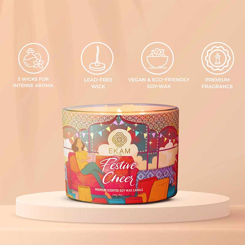 Festive Cheer Scented 3 Wick Candle