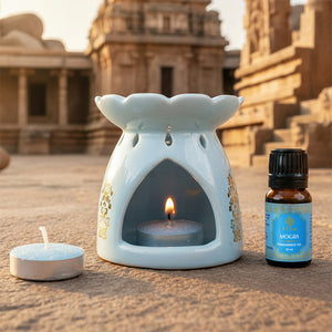 Mogra Scented 10 ml Aroma Oil Warmer Set | Festive Stone Palace Collection, 2025-26