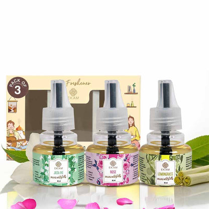 Pack of 3 Scented Air Freshener Plug-In Refill | Rose,  Lemongrass &amp; Jasmine | 45 Ml Each