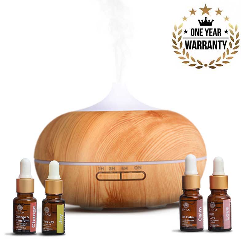 Aroma Diffuser - Model: YX-024 Light Wood with Free True Joy, Change &amp; Transform, Be Calm, and Self Love Wellness Oils
