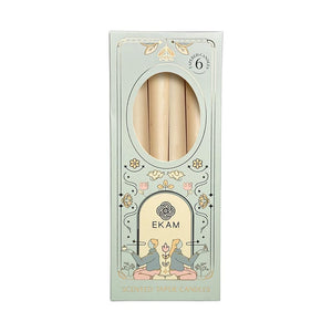 Pack of 6 Scented Taper Candles– Cedar & Mahogany