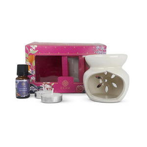 Lavender &amp; Sandalwood Ceramic Oil Warmer Gift Set